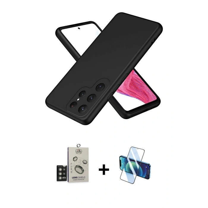 MARSİLYAN™- Galaxy S25 Ultra Kılıf Kozmos Yansıma Özel Seri - Siyah 3D Antistatik Seramik Nano Ekran Koruyucu + Bilvis Titan Kamera Lens - TNGI