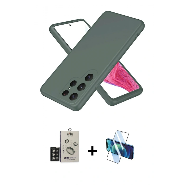 MARSİLYAN™- Galaxy S25 Ultra Kılıf Kozmos Yansıma Özel Seri - Siyah 3D Antistatik Seramik Nano Ekran Koruyucu + Bilvis Titan Kamera Lens - TNGI
