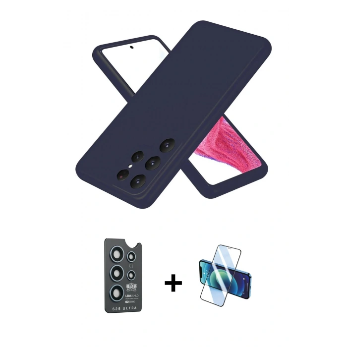 MARSİLYAN™- Galaxy S25 Ultra Kılıf Kozmos Yansıma Özel Seri - Siyah 3D Antistatik Seramik Nano Ekran Koruyucu + Bilvis Titan Kamera Lens - LT