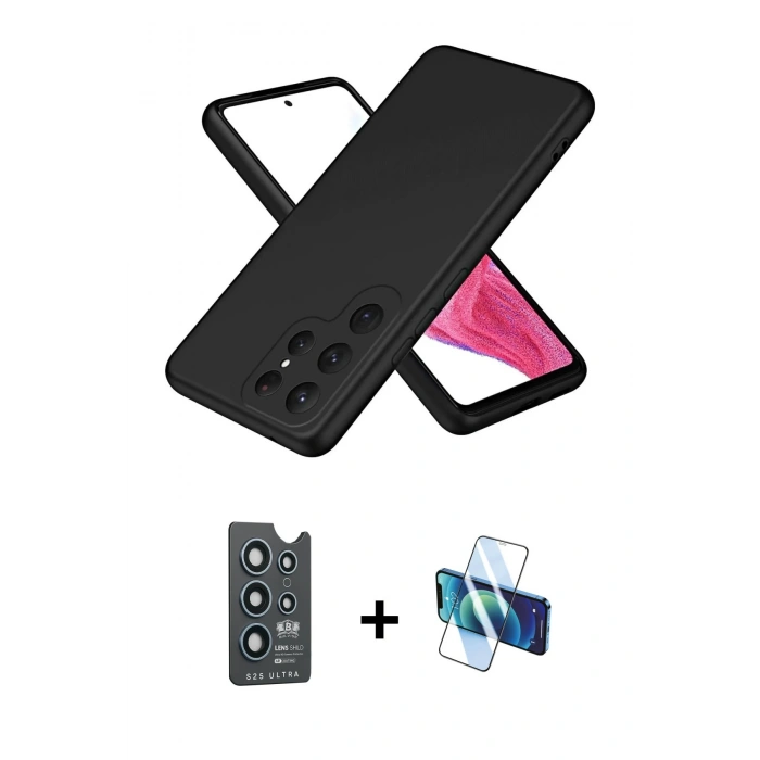 MARSİLYAN™- Galaxy S25 Ultra Kılıf Kozmos Yansıma Özel Seri - Siyah 3D Antistatik Seramik Nano Ekran Koruyucu + Bilvis Titan Kamera Lens - LT
