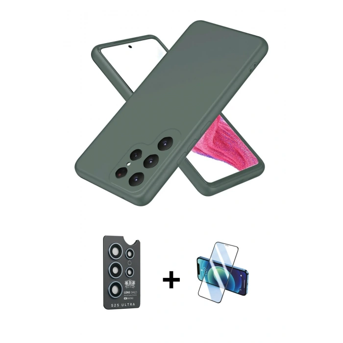 MARSİLYAN™- Galaxy S25 Ultra Kılıf Kozmos Yansıma Özel Seri - Siyah 3D Antistatik Seramik Nano Ekran Koruyucu + Bilvis Titan Kamera Lens - LT
