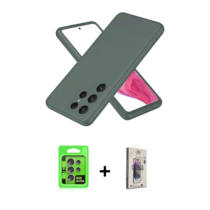 MARSİLYAN™- Galaxy S25 Ultra Kılıf Kozmos Yansıma Özel Seri - Siyah Bilvis 3D Cam Ekran Koruyucu + Raze Metal Kamera Lens - NLGY