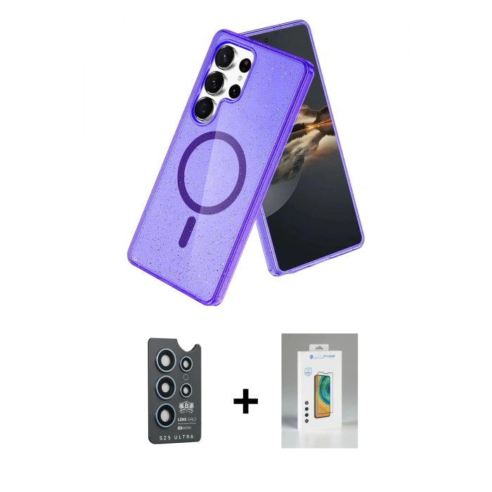 MARSİLYAN™- Galaxy S25 Ultra Kılıf Nova Asil Prime - Şeffaf Polymer Nano Ekran Koruyucu + Bilvis Titan Kamera Lens - LT