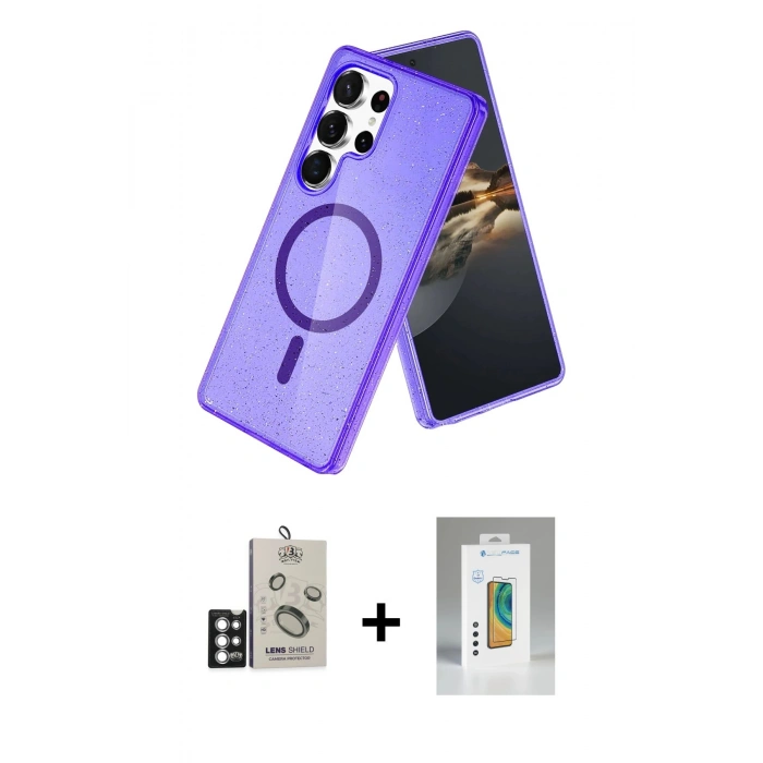 MARSİLYAN™- Galaxy S25 Ultra Kılıf Nova Asil Prime - Şeffaf Polymer Nano Ekran Koruyucu + Bilvis Titan Kamera Lens - GS