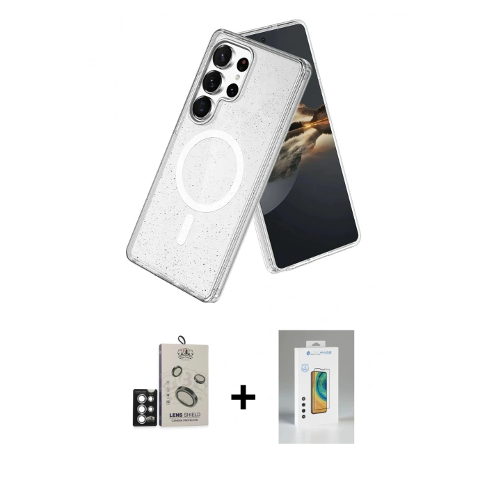 MARSİLYAN™- Galaxy S25 Ultra Kılıf Nova Asil Prime - Şeffaf Polymer Nano Ekran Koruyucu + Bilvis Titan Kamera Lens - GS