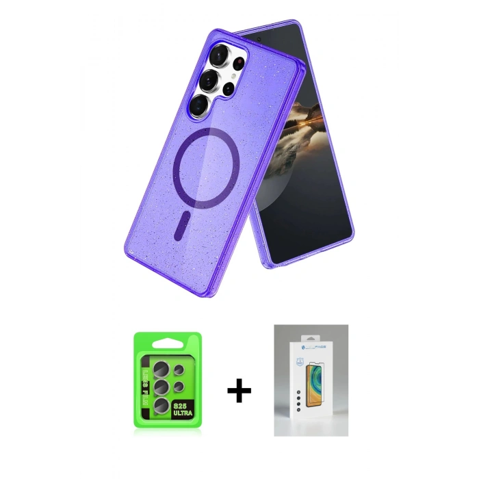 MARSİLYAN™- Galaxy S25 Ultra Kılıf Nova Asil Prime - Şeffaf Polymer Nano Ekran Koruyucu + Raze Metal Kamera Lens - NLGY