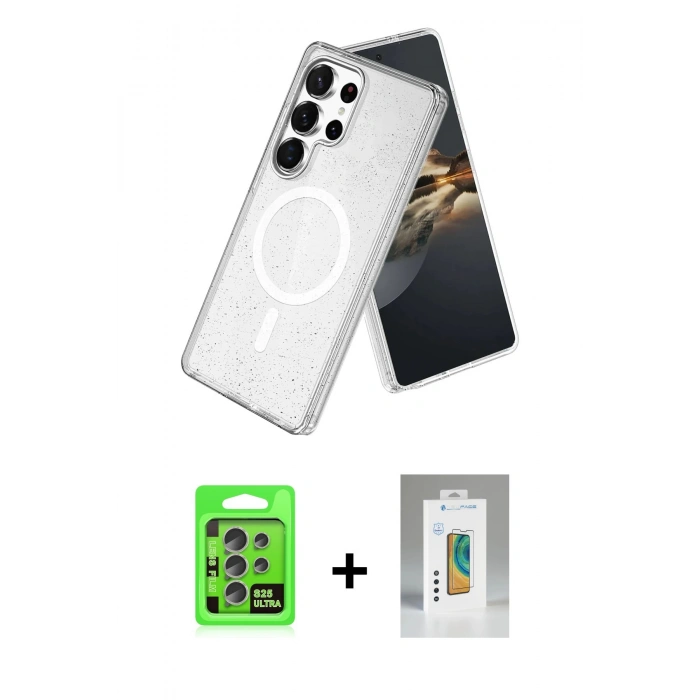 MARSİLYAN™- Galaxy S25 Ultra Kılıf Nova Asil Prime - Şeffaf Polymer Nano Ekran Koruyucu + Raze Metal Kamera Lens - NLGY
