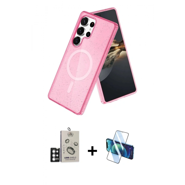 MARSİLYAN™- Galaxy S25 Ultra Kılıf Nova Asil Prime - Siyah 3D Antistatik Cam Ekran Koruyucu + Bilvis Titan Kamera Lens - GS