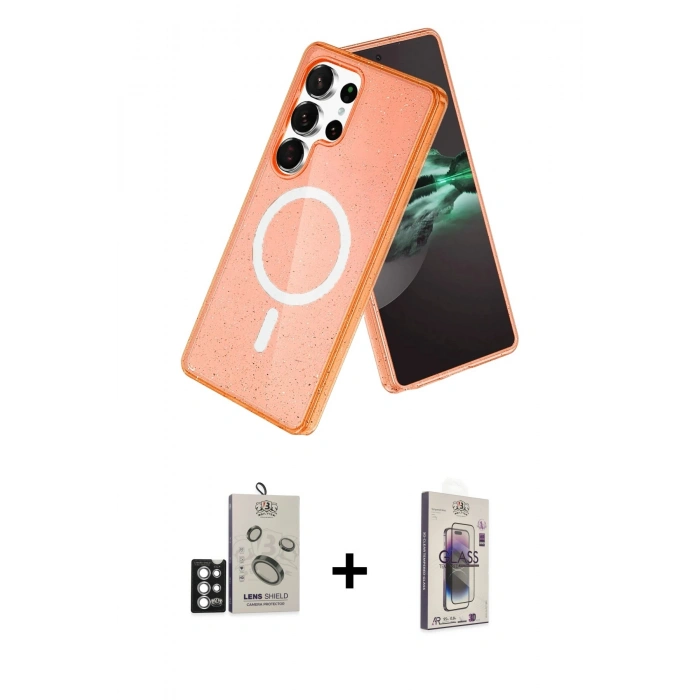 MARSİLYAN™- Galaxy S25 Ultra Kılıf Nova Asil Prime - Siyah Bilvis 3D Cam Ekran Koruyucu + Bilvis Titan Kamera Lens - GS