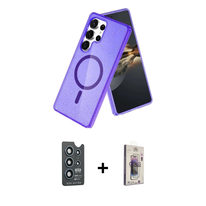 MARSİLYAN™- Galaxy S25 Ultra Kılıf Nova Asil Prime - Siyah Bilvis 3D Cam Ekran Koruyucu + Bilvis Titan Kamera Lens - LT