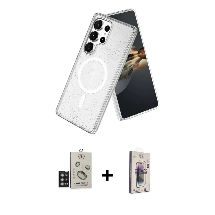 MARSİLYAN™- Galaxy S25 Ultra Kılıf Nova Asil Prime - Siyah Bilvis 3D Cam Ekran Koruyucu + Bilvis Titan Kamera Lens - TNGI