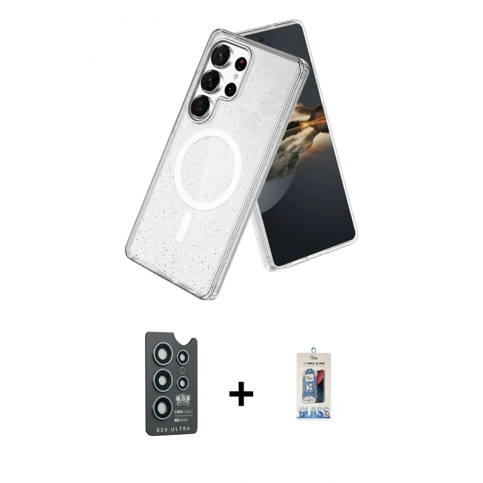 MARSİLYAN™- Galaxy S25 Ultra Kılıf Nova Asil Prime - Siyah Joko Magic 5D Cam + Bilvis Titan Kamera Lens - LT