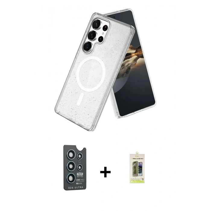 MARSİLYAN™- Galaxy S25 Ultra Kılıf Nova Asil Prime - Siyah Joko Magic 5D Hayalet Cam + Bilvis Titan Kamera Lens - LT
