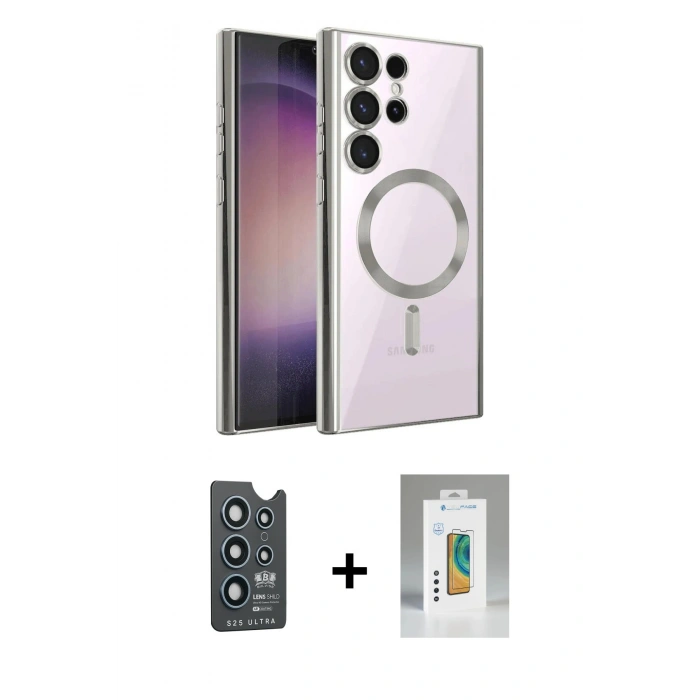 MARSİLYAN™- Galaxy S25 Ultra Kılıf Nova Işık Özel Seri - Şeffaf Polymer Nano Ekran Koruyucu + Bilvis Titan Kamera Lens - LT