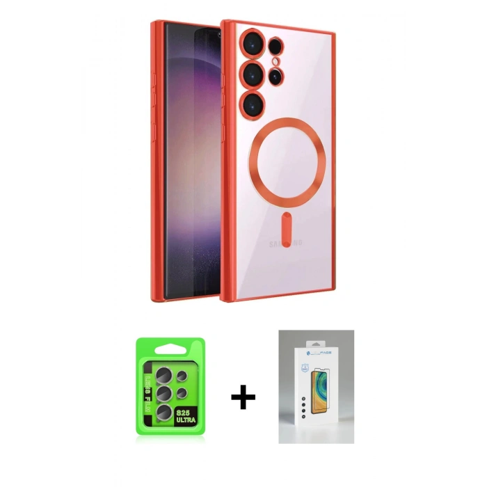 MARSİLYAN™- Galaxy S25 Ultra Kılıf Nova Işık Özel Seri - Şeffaf Polymer Nano Ekran Koruyucu + Natural Grey Raze Metal Kamera Lens