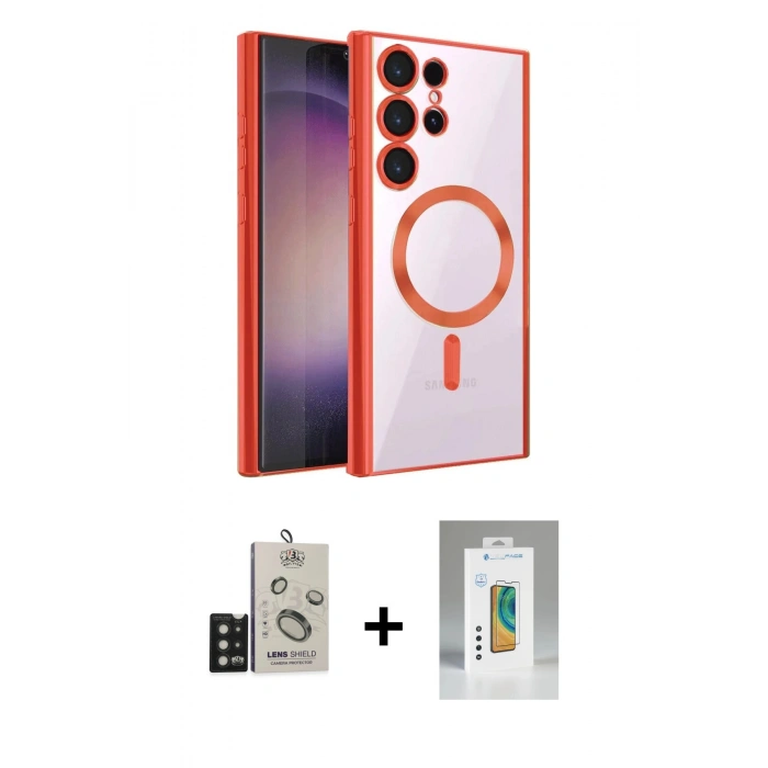 MARSİLYAN™- Galaxy S25 Ultra Kılıf Nova Işık Özel Seri - Şeffaf Polymer Nano Ekran Koruyucu + Bilvis Titan Kamera Lens - SH