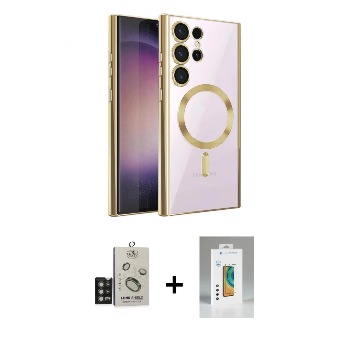 MARSİLYAN™- Galaxy S25 Ultra Kılıf Nova Işık Özel Seri - Şeffaf Polymer Nano Ekran Koruyucu + Bilvis Titan Kamera Lens - TNGI