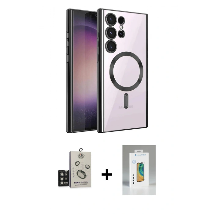 MARSİLYAN™- Galaxy S25 Ultra Kılıf Nova Işık Özel Seri - Şeffaf Polymer Nano Ekran Koruyucu + Bilvis Titan Kamera Lens - TNGI