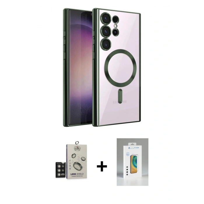 MARSİLYAN™- Galaxy S25 Ultra Kılıf Nova Işık Özel Seri - Şeffaf Polymer Nano Ekran Koruyucu + Bilvis Titan Kamera Lens - TNGI