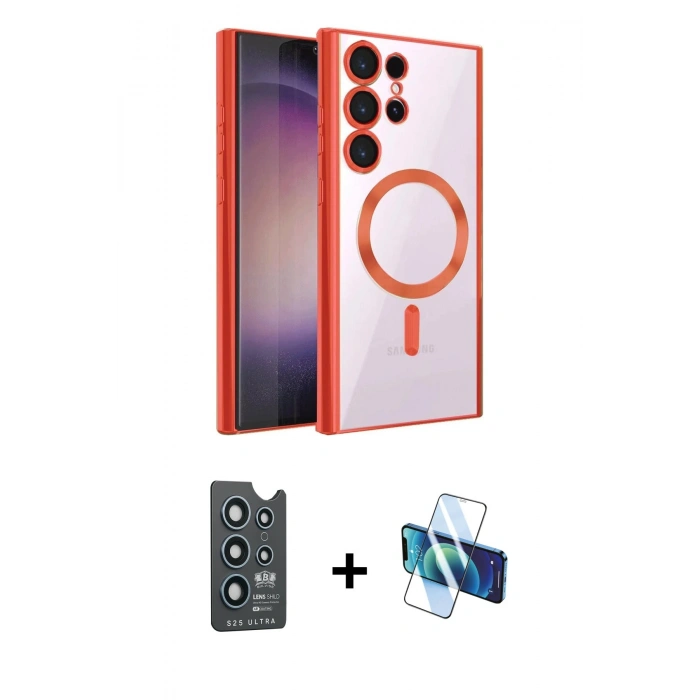 MARSİLYAN™- Galaxy S25 Ultra Kılıf Nova Işık Özel Seri - Siyah 3D Antistatik Seramik Nano Ekran Koruyucu + Bilvis Titan Kamera Lens - LT