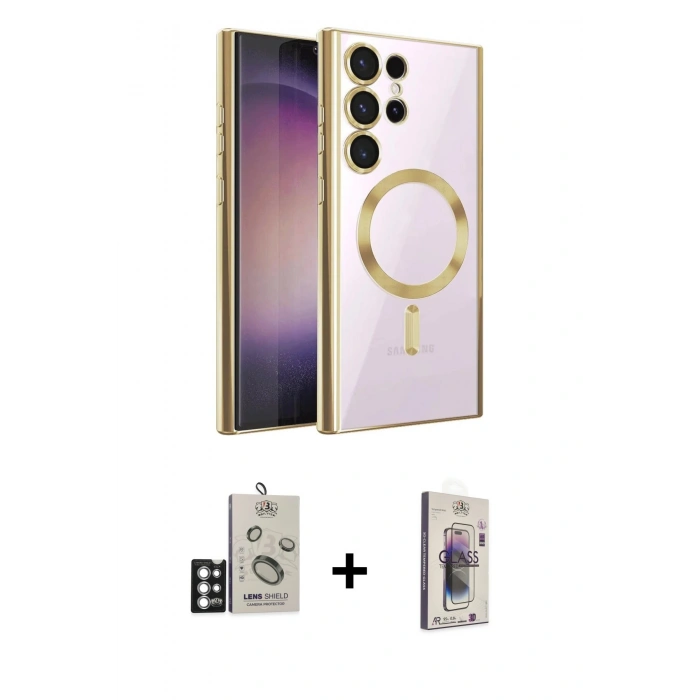 MARSİLYAN™- Galaxy S25 Ultra Kılıf Nova Işık Özel Seri - Siyah Bilvis 3D Cam Ekran Koruyucu + Bilvis Titan Kamera Lens - GS