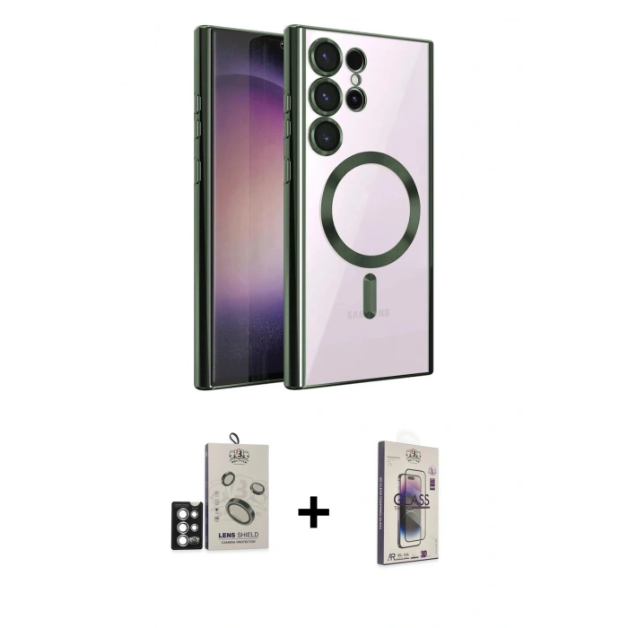 MARSİLYAN™- Galaxy S25 Ultra Kılıf Nova Işık Özel Seri - Siyah Bilvis 3D Cam Ekran Koruyucu + Bilvis Titan Kamera Lens - GS