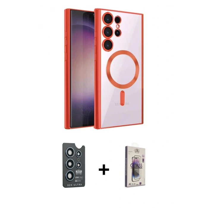 MARSİLYAN™- Galaxy S25 Ultra Kılıf Nova Işık Özel Seri - Siyah Bilvis 3D Cam Ekran Koruyucu + Bilvis Titan Kamera Lens - LT