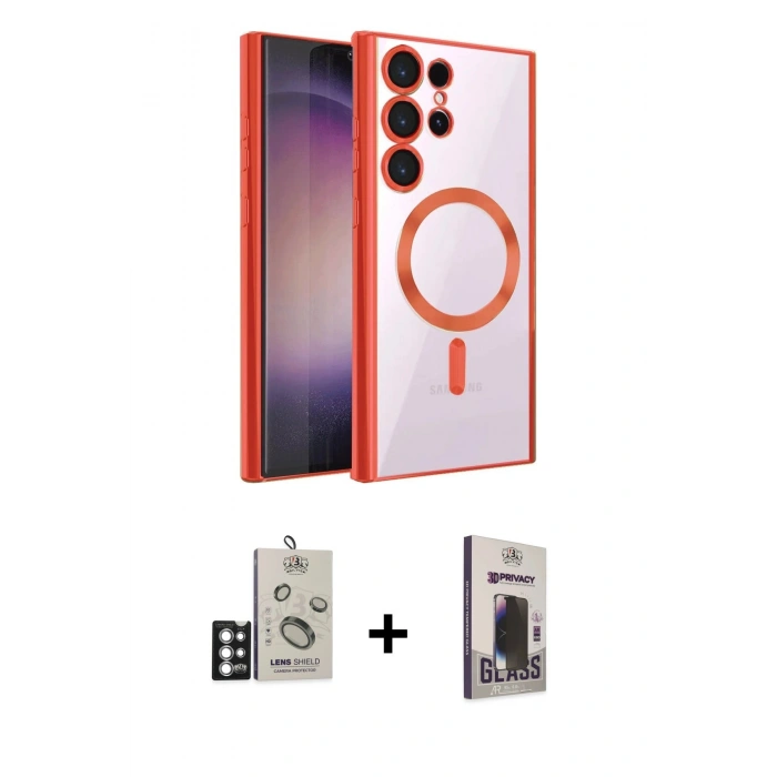 MARSİLYAN™- Galaxy S25 Ultra Kılıf Nova Işık Özel Seri - Siyah Bilvis Hayalet Cam Ekran Koruyucu + Bilvis Titan Kamera Lens - GS