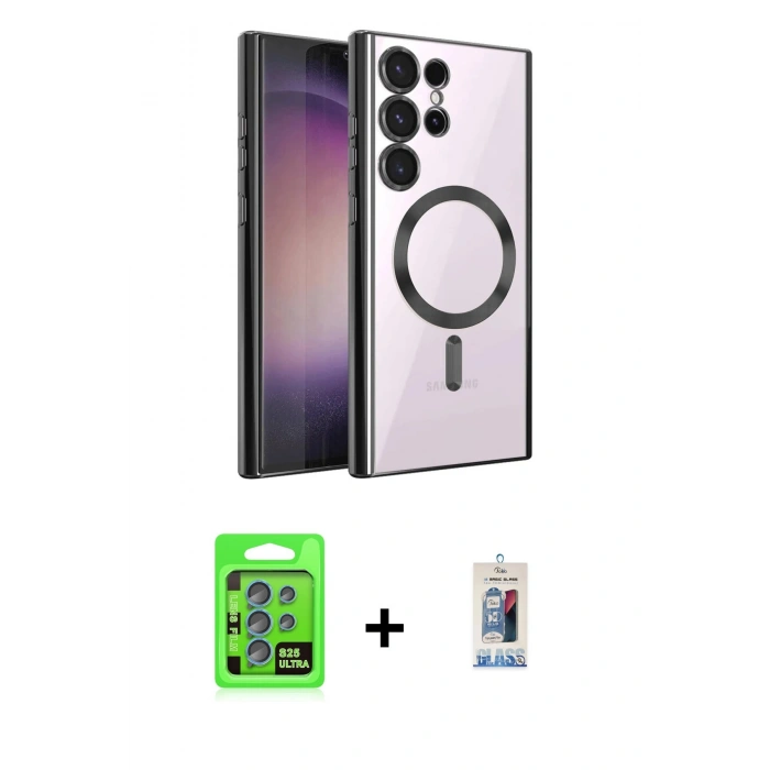 MARSİLYAN™- Galaxy S25 Ultra Kılıf Nova Işık Özel Seri - Siyah Joko Magic 5D Cam + Raze Metal Kamera Lens - MI