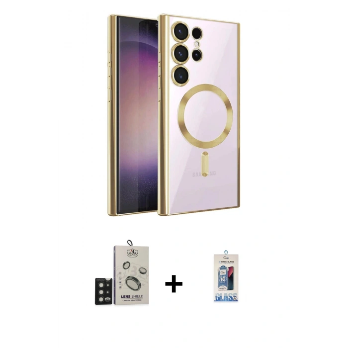MARSİLYAN™- Galaxy S25 Ultra Kılıf Nova Işık Özel Seri - Siyah Joko Magic 5D Cam + Siyah Bilvis Titan Kamera Lens