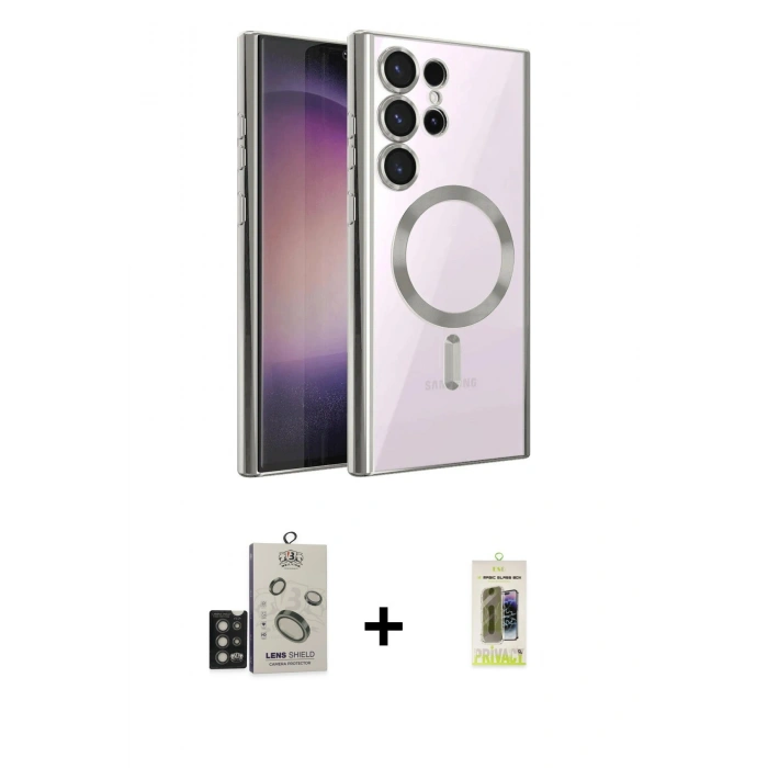 MARSİLYAN™- Galaxy S25 Ultra Kılıf Nova Işık Özel Seri - Siyah Joko Magic 5D Hayalet Cam + Bilvis Titan Kamera Lens - TNGI