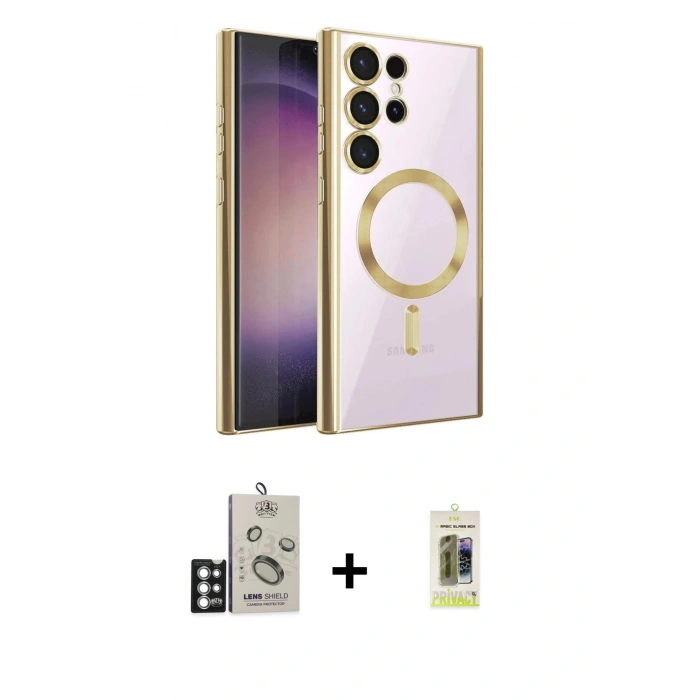 MARSİLYAN™- Galaxy S25 Ultra Kılıf Nova Işık Özel Seri - Siyah Joko Magic 5D Hayalet Cam + Bilvis Titan Kamera Lens - GS
