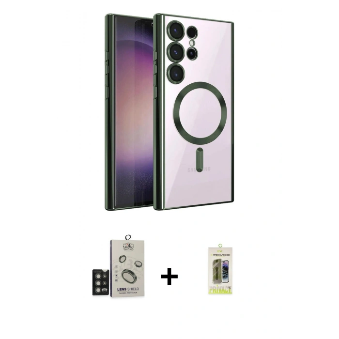 MARSİLYAN™- Galaxy S25 Ultra Kılıf Nova Işık Özel Seri - Siyah Joko Magic 5D Hayalet Cam + Bilvis Titan Kamera Lens - TNGI