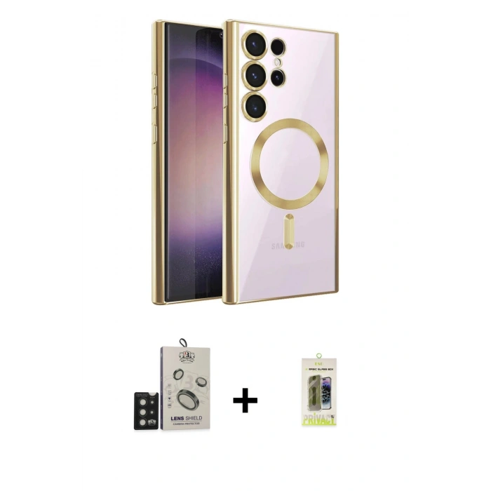 MARSİLYAN™- Galaxy S25 Ultra Kılıf Nova Işık Özel Seri - Siyah Joko Magic 5D Hayalet Cam + Bilvis Titan Kamera Lens - SH