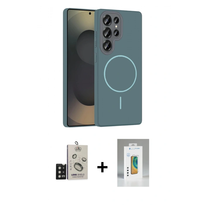 MARSİLYAN™- Galaxy S25 Ultra Kılıf Siluet Doku Özel Seri - Şeffaf Polymer Nano Ekran Koruyucu + Bilvis Titan Kamera Lens - SH