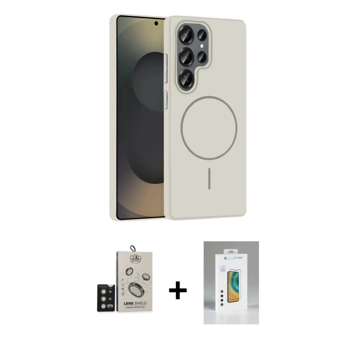 MARSİLYAN™- Galaxy S25 Ultra Kılıf Siluet Doku Özel Seri - Şeffaf Polymer Nano Ekran Koruyucu + Bilvis Titan Kamera Lens - SH