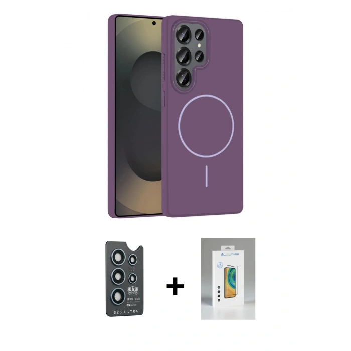 MARSİLYAN™- Galaxy S25 Ultra Kılıf Siluet Doku Özel Seri - Şeffaf Polymer Nano Ekran Koruyucu + Bilvis Titan Kamera Lens - LT