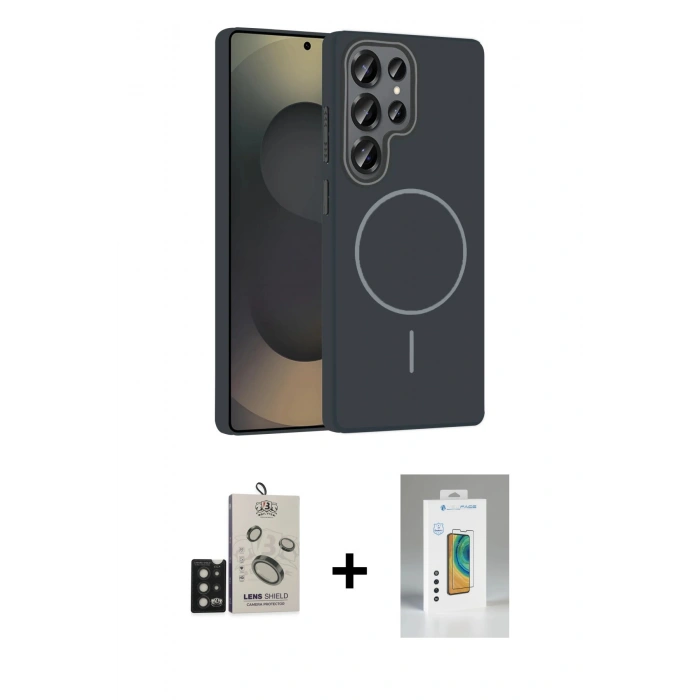 MARSİLYAN™- Galaxy S25 Ultra Kılıf Siluet Doku Özel Seri - Şeffaf Polymer Nano Ekran Koruyucu + Bilvis Titan Kamera Lens - SH