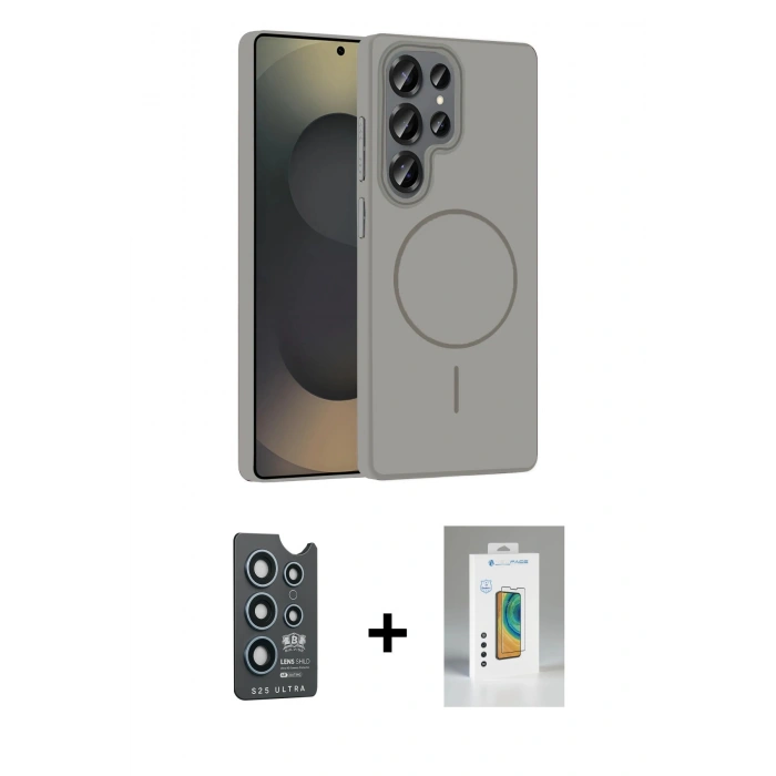 MARSİLYAN™- Galaxy S25 Ultra Kılıf Siluet Doku Özel Seri - Şeffaf Polymer Nano Ekran Koruyucu + Bilvis Titan Kamera Lens - LT