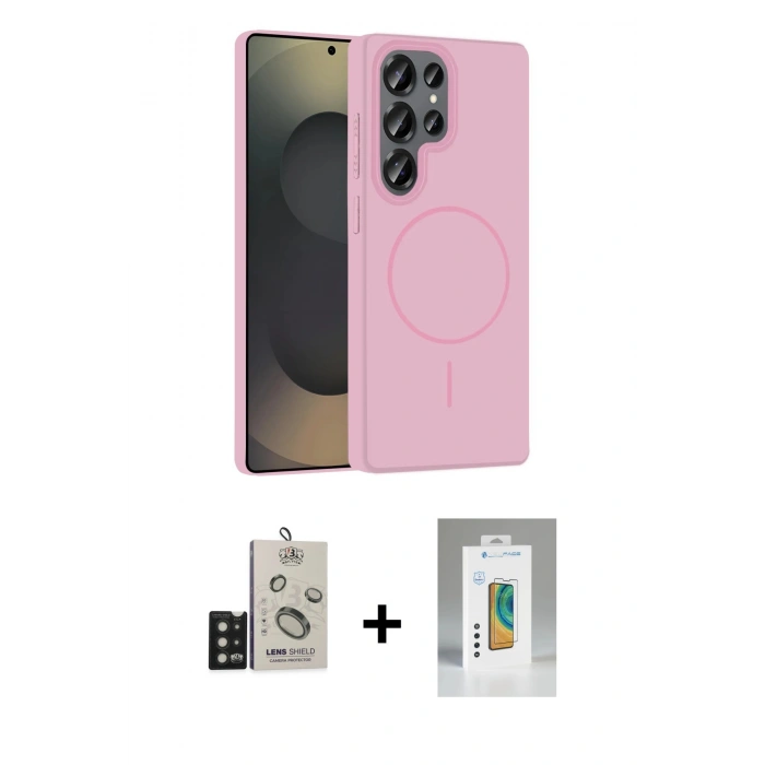 MARSİLYAN™- Galaxy S25 Ultra Kılıf Siluet Doku Özel Seri - Şeffaf Polymer Nano Ekran Koruyucu + Bilvis Titan Kamera Lens - SH