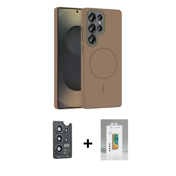 MARSİLYAN™- Galaxy S25 Ultra Kılıf Siluet Doku Özel Seri - Şeffaf Polymer Nano Ekran Koruyucu + Bilvis Titan Kamera Lens - LT