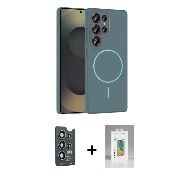 MARSİLYAN™- Galaxy S25 Ultra Kılıf Siluet Doku Özel Seri - Şeffaf Polymer Nano Ekran Koruyucu + Bilvis Titan Kamera Lens - LT