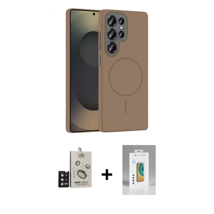 MARSİLYAN™- Galaxy S25 Ultra Kılıf Siluet Doku Özel Seri - Şeffaf Polymer Nano Ekran Koruyucu + Bilvis Titan Kamera Lens - SH