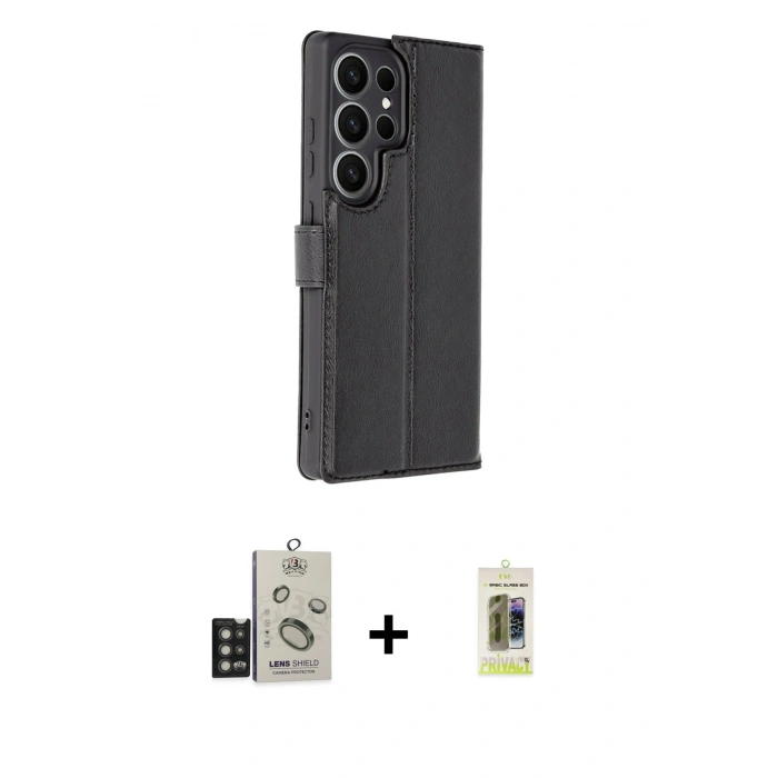 MARSİLYAN™- Galaxy S25 Ultra Kılıf Siluet Işık Serisi - Siyah Joko Magic 5D Hayalet Cam + Bilvis Titan Kamera Lens - TNGI