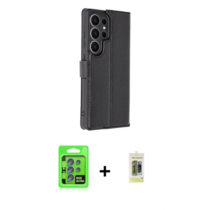 MARSİLYAN™- Galaxy S25 Ultra Kılıf Siluet Işık Serisi - Siyah Joko Magic 5D Hayalet Cam + Raze Metal Kamera Lens - MI