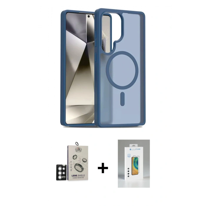 MARSİLYAN™- Galaxy S25 Ultra Kılıf Siluet Minimal Prime - Şeffaf Polymer Nano Ekran Koruyucu + Bilvis Titan Kamera Lens - GS