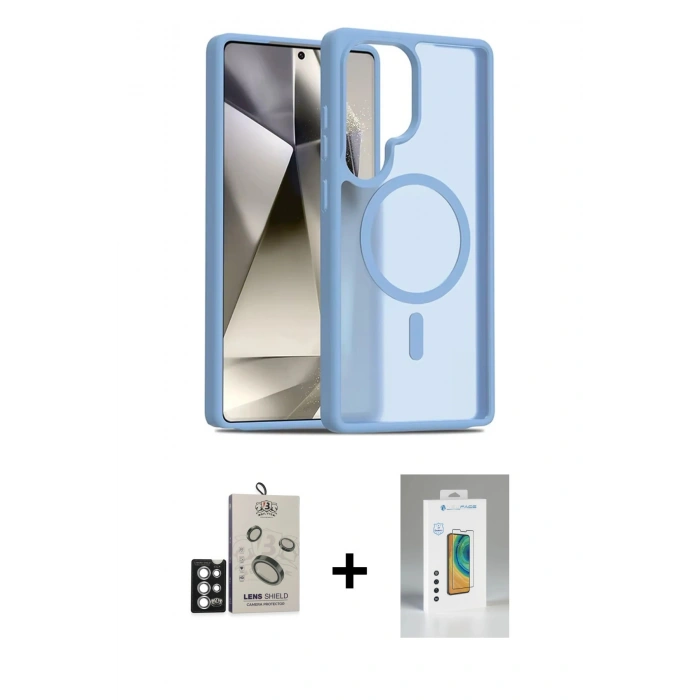 MARSİLYAN™- Galaxy S25 Ultra Kılıf Siluet Minimal Prime - Şeffaf Polymer Nano Ekran Koruyucu + Bilvis Titan Kamera Lens - GS