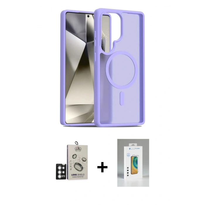 MARSİLYAN™- Galaxy S25 Ultra Kılıf Siluet Minimal Prime - Şeffaf Polymer Nano Ekran Koruyucu + Bilvis Titan Kamera Lens - GS