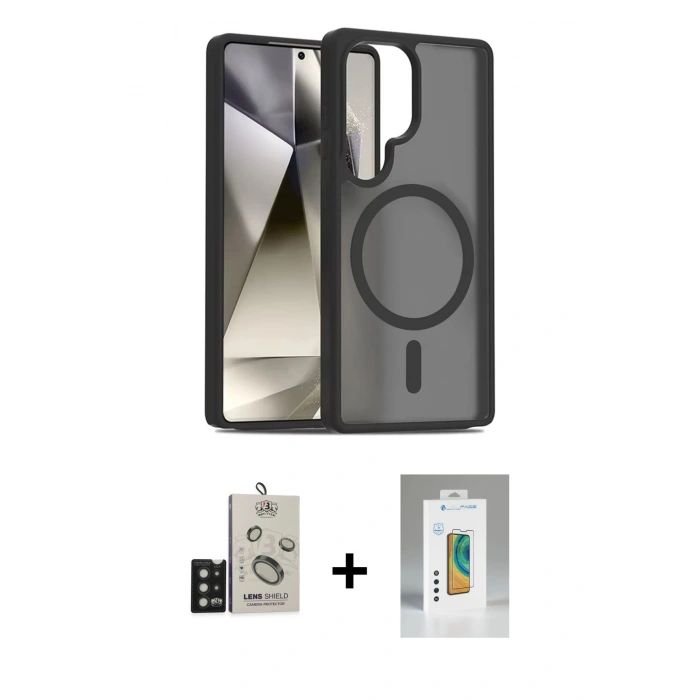 MARSİLYAN™- Galaxy S25 Ultra Kılıf Siluet Minimal Prime - Şeffaf Polymer Nano Ekran Koruyucu + Bilvis Titan Kamera Lens - SH