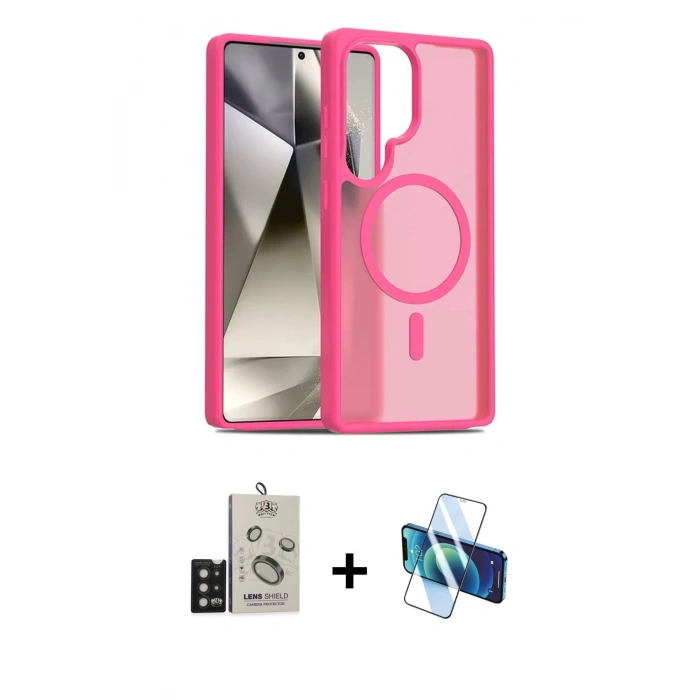 MARSİLYAN™- Galaxy S25 Ultra Kılıf Siluet Minimal Prime - Siyah 3D Antistatik Cam Ekran Koruyucu + Bilvis Titan Kamera Lens - SH